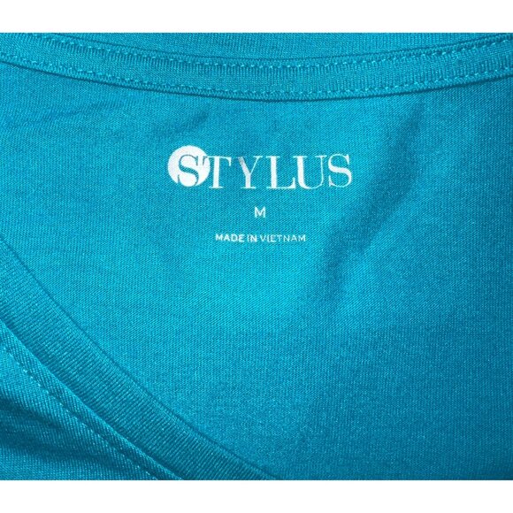 Stylus Teal Blue Misses Short Sleeve Pocket T-Shirt Size M - Picture 3 of 3